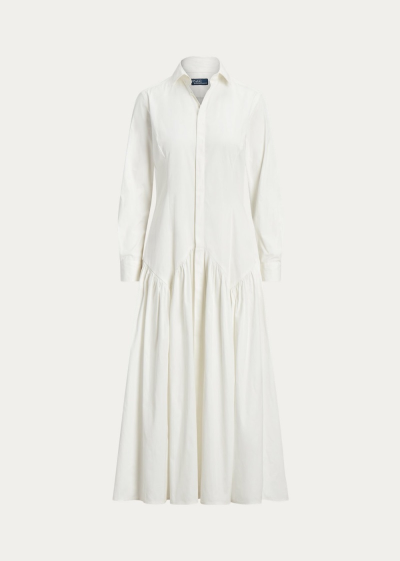 Vestido Shirred-Yoke Oxford Shirtdress Mujer Blancos | MUPI73829 - vista 2