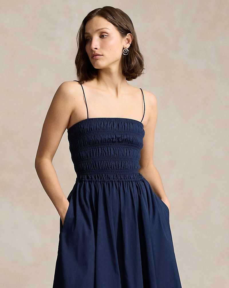 Vestido Ralph Lauren Smocked Cotton Mujer Azul Marino | CFRSQJH-98 - vista 3