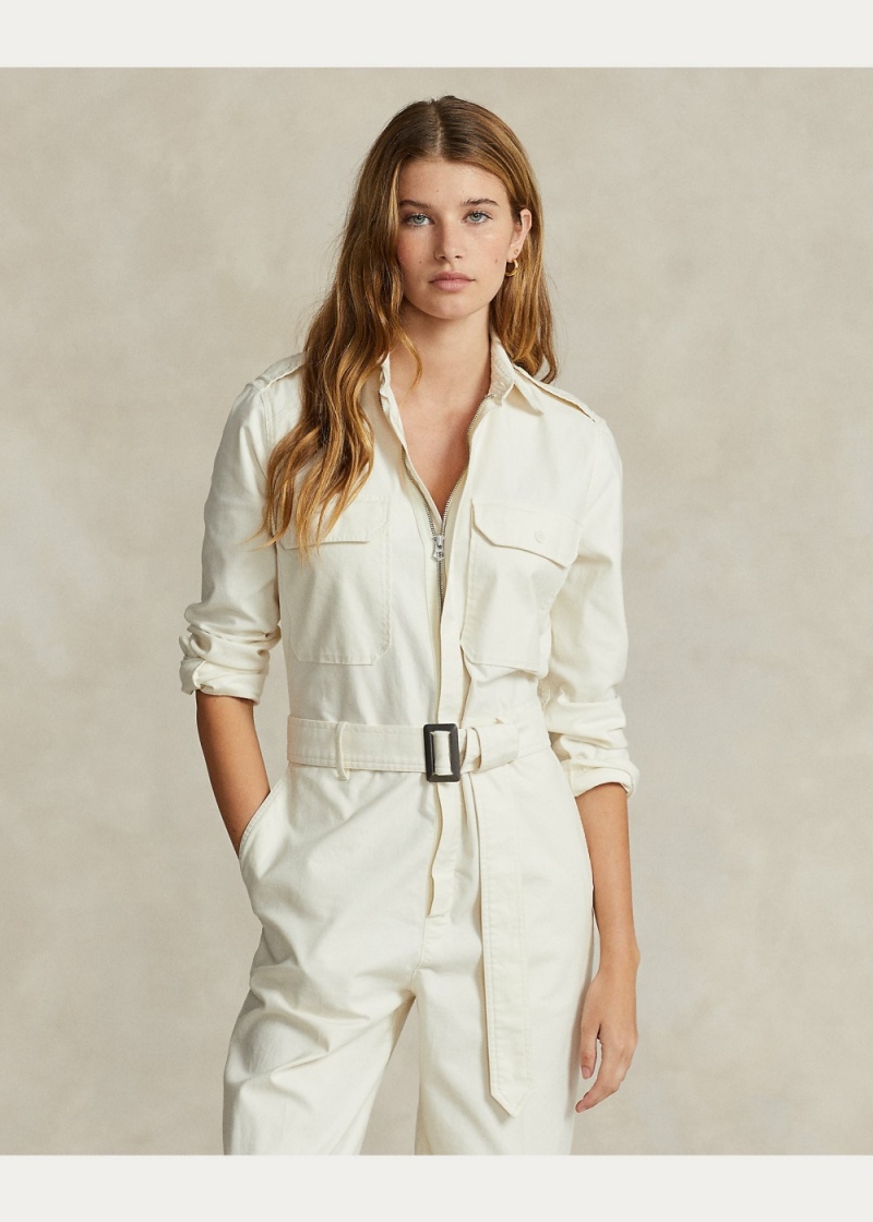 Vestido Stretch-Algodon Twill Jumpsuit Mujer Azules | XAEO40758 - vista 3