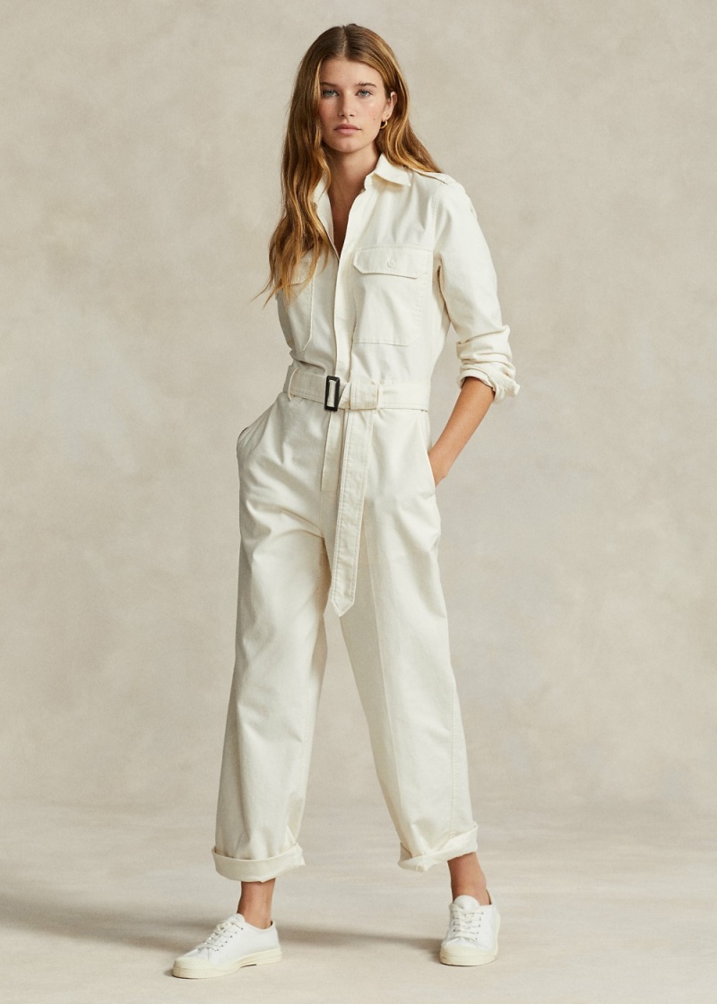 Vestido Stretch-Algodon Twill Jumpsuit Mujer Azules | XAEO40758 - vista 1