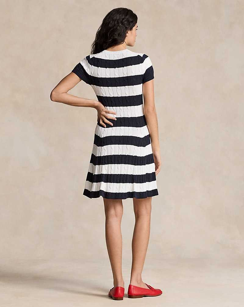 Vestido Ralph Lauren Striped Cable-Knit Mujer Navy/White | OWTQCDJ-07 - vista 4