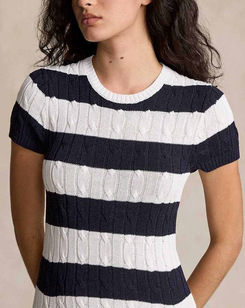 Vestido Ralph Lauren Striped Cable-Knit Mujer Navy/White | OWTQCDJ-07 - vista 5
