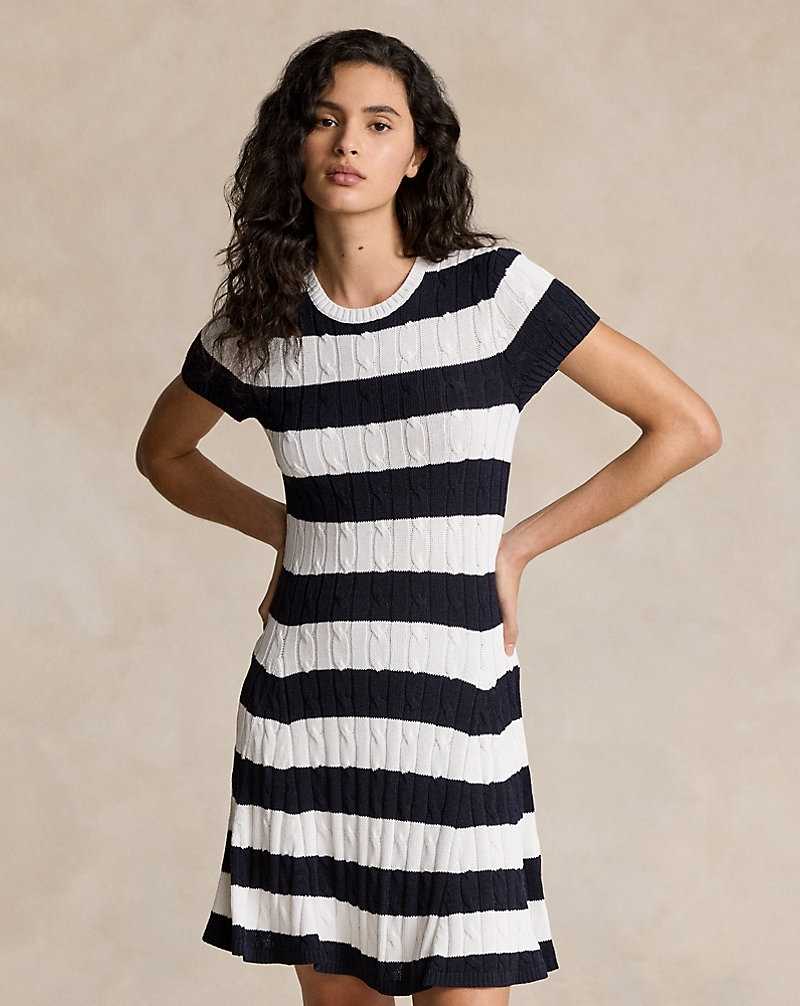 Vestido Ralph Lauren Striped Cable-Knit Mujer Navy/White | OWTQCDJ-07 - vista 1