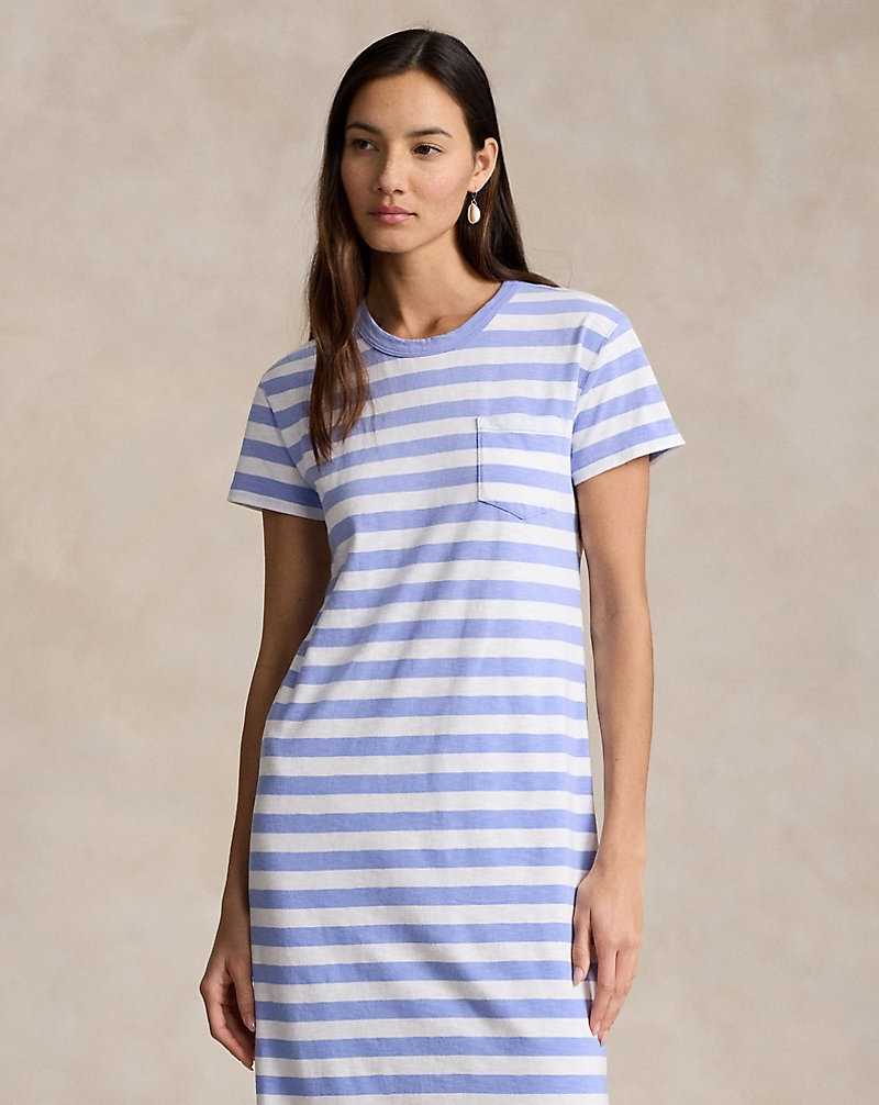Vestido Ralph Lauren Striped Cotton Crewneck Pocket Tee Mujer Lafayette Blue/white | MDZORBA-03 - vista 3