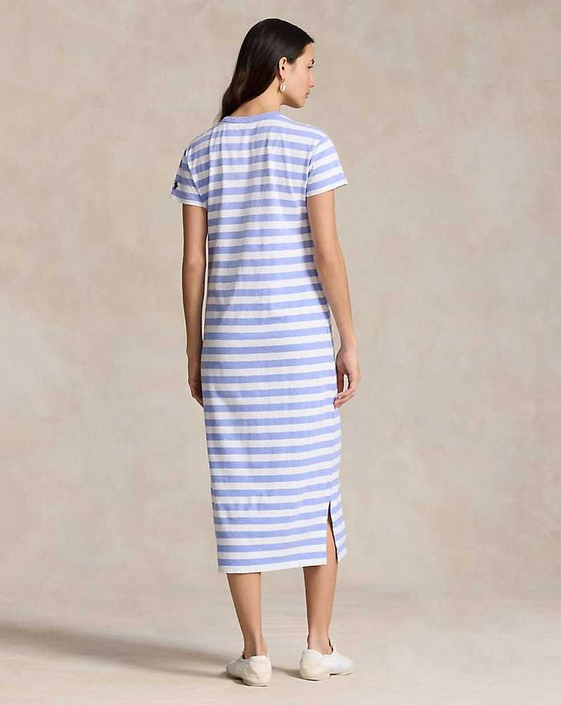Vestido Ralph Lauren Striped Cotton Crewneck Pocket Tee Mujer Lafayette Blue/white | MDZORBA-03 - vista 4