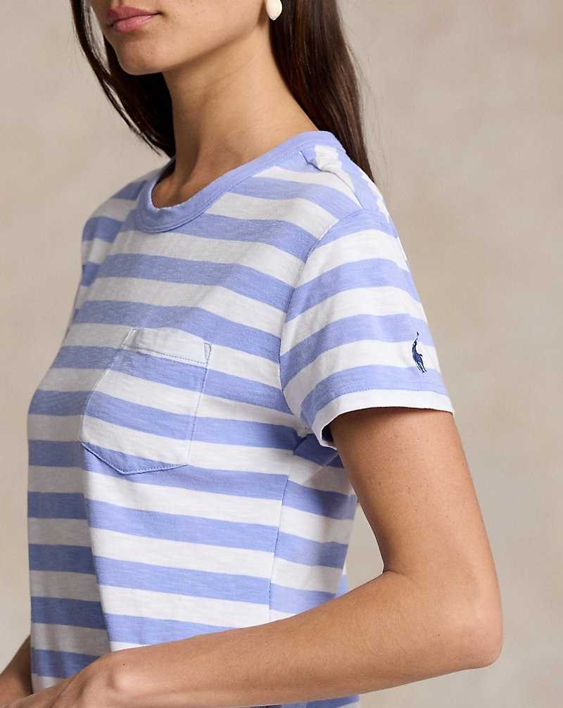 Vestido Ralph Lauren Striped Cotton Crewneck Pocket Tee Mujer Lafayette Blue/white | MDZORBA-03 - vista 5