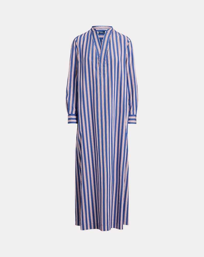 Vestido Ralph Lauren Striped Cotton Long-Sleevedress Mujer 1515 Blue/White/Red | FPBRUDJ-86 - vista 2