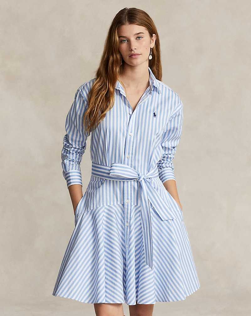 Vestido Ralph Lauren Striped Cotton Panelleddress Mujer Azules | YKVCNFH-61 - vista 3
