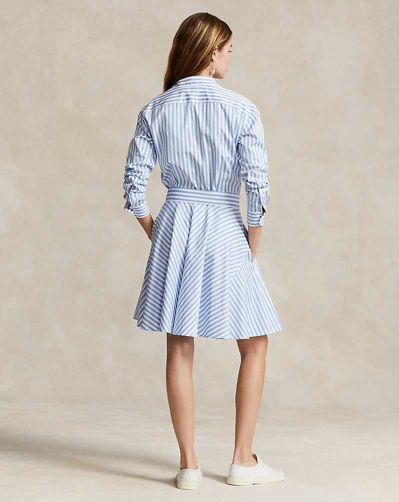 Vestido Ralph Lauren Striped Cotton Panelleddress Mujer Azules | YKVCNFH-61 - vista 4