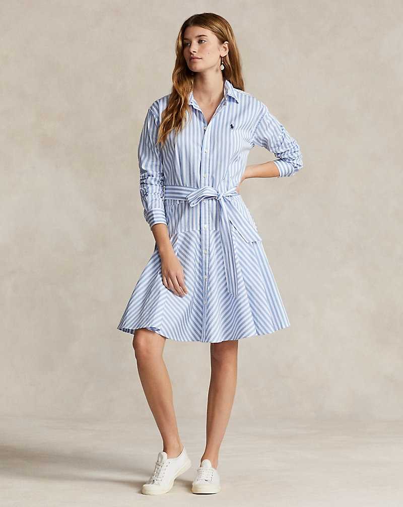 Vestido Ralph Lauren Striped Cotton Panelleddress Mujer Azules | YKVCNFH-61 - vista 1