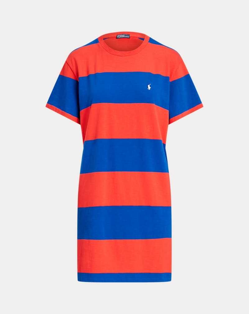 Vestido Ralph Lauren Striped Jersey Tee Mujer Sapphire Star/Bright Hibi | EKHPFOI-61 - vista 2
