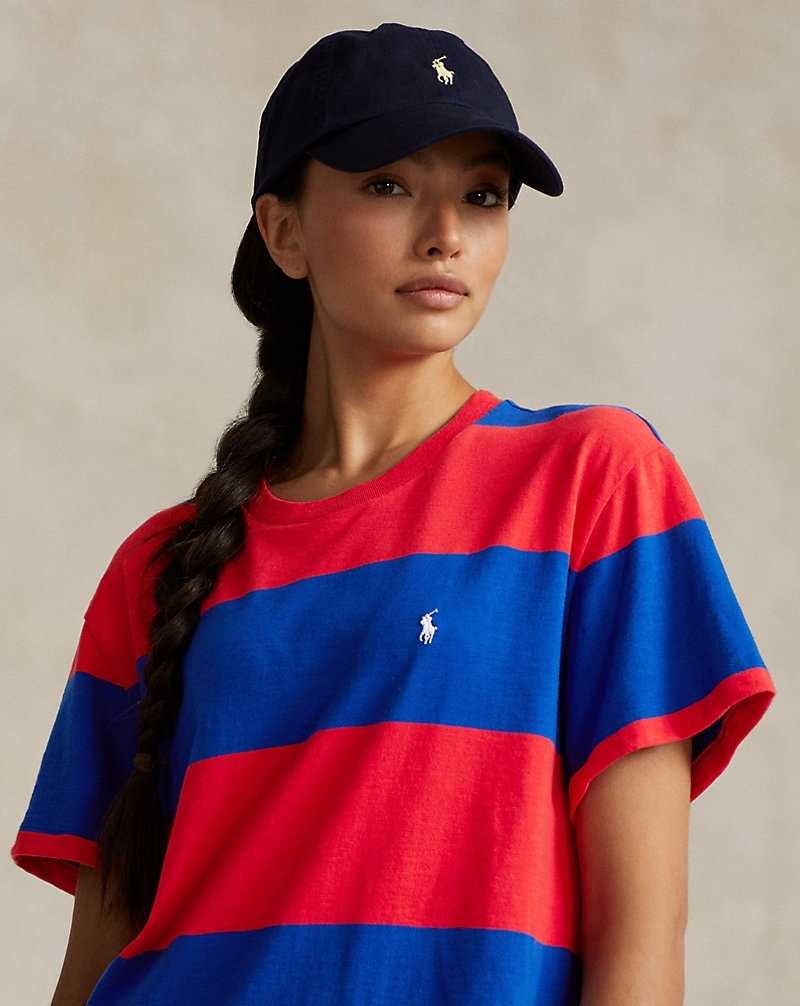 Vestido Ralph Lauren Striped Jersey Tee Mujer Sapphire Star/Bright Hibi | EKHPFOI-61 - vista 5