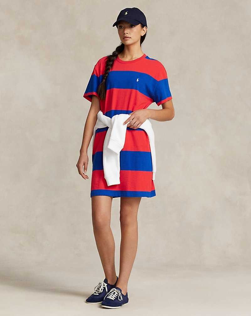 Vestido Ralph Lauren Striped Jersey Tee Mujer Sapphire Star/Bright Hibi | EKHPFOI-61 - vista 1