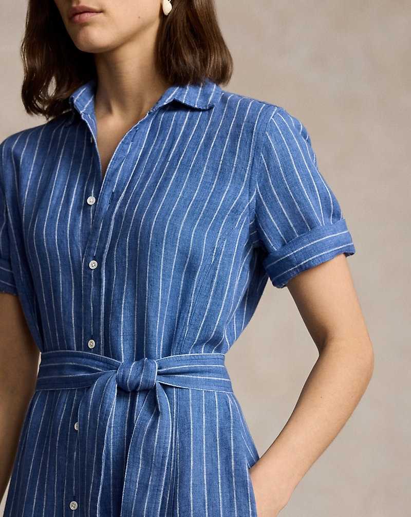Vestido Ralph Lauren Striped Linen Tiereddress Mujer 1735 Medium Blue/white | MBAHOYX-24 - vista 5