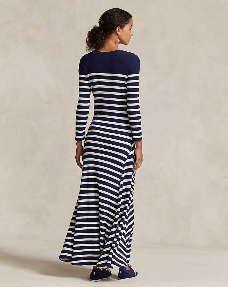 Vestido Ralph Lauren Striped Waffle-Knit Mujer Newport Navy/Deckwash Whi | TSQDWEP-91 - vista 4