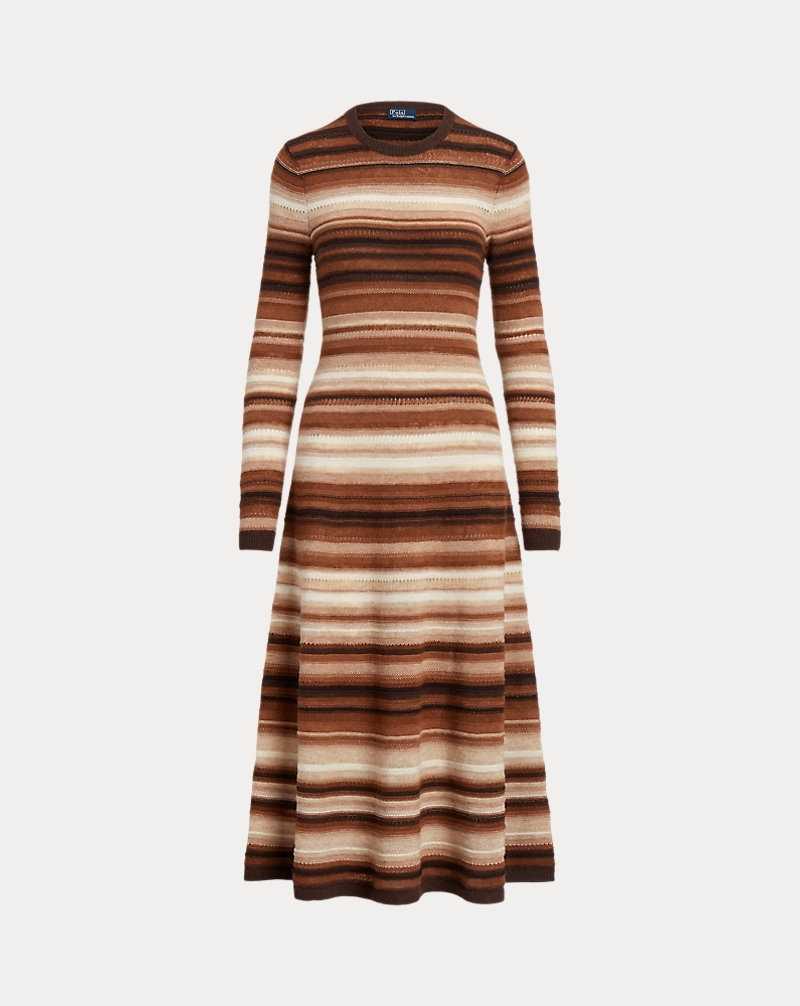 Vestido Ralph Lauren Striped Wool-Blend Mujer Marrom Rayas | ETWXMSZ-51 - vista 2
