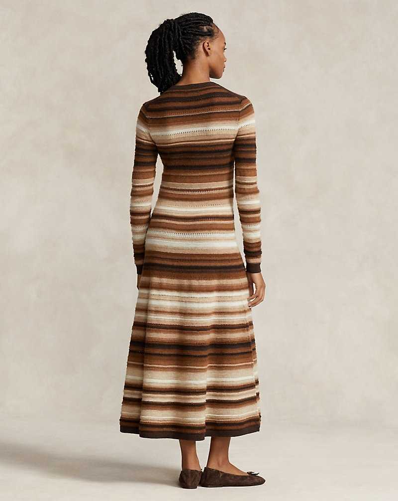 Vestido Ralph Lauren Striped Wool-Blend Mujer Marrom Rayas | ETWXMSZ-51 - vista 4