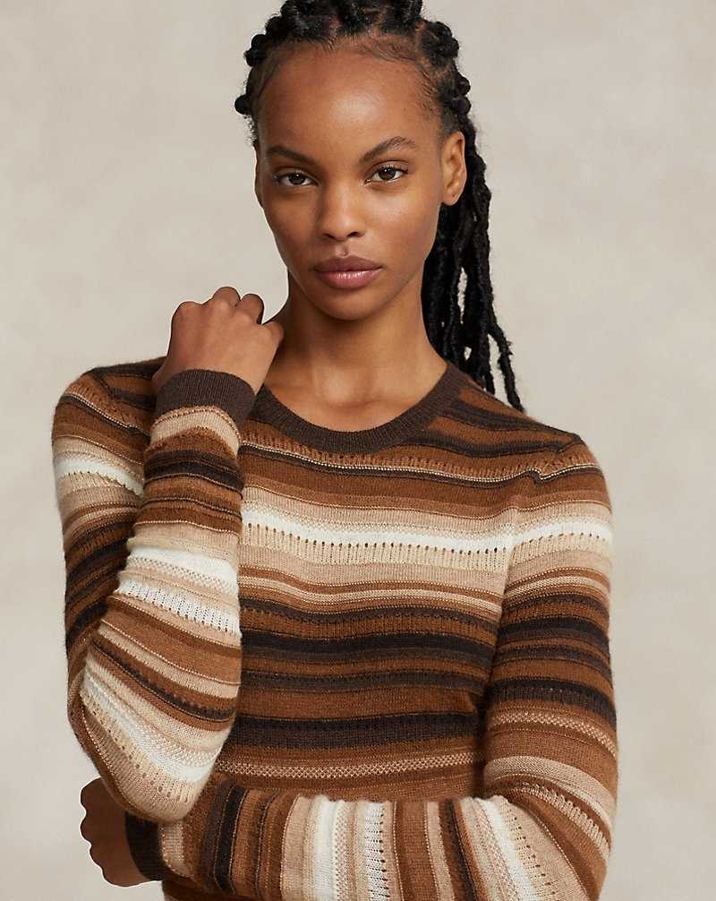 Vestido Ralph Lauren Striped Wool-Blend Mujer Marrom Rayas | ETWXMSZ-51 - vista 5