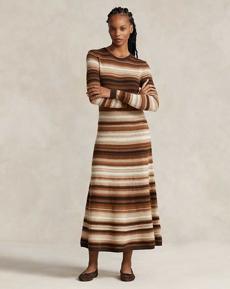 Vestido Ralph Lauren Striped Wool-Blend Mujer Marrom Rayas | ETWXMSZ-51 - vista 1