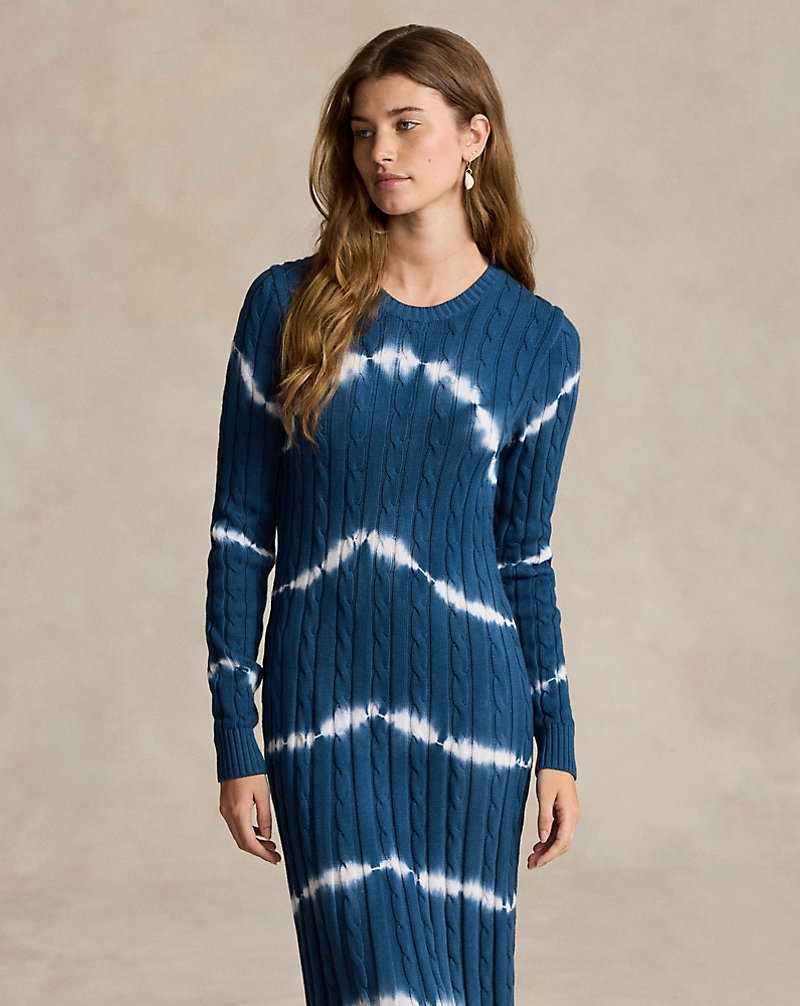 Vestido Ralph Lauren Tie-Dye Cable-Knit Mujer Azules | TJKVRHG-28 - vista 3