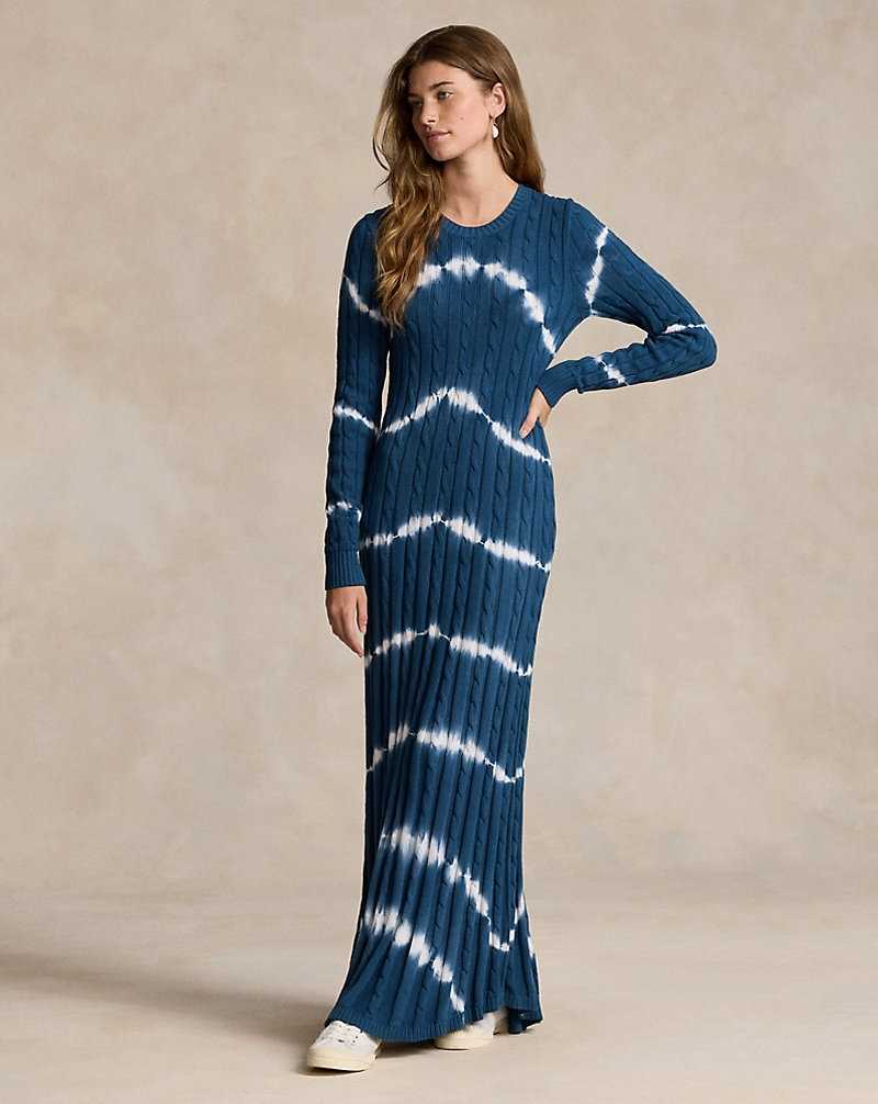 Vestido Ralph Lauren Tie-Dye Cable-Knit Mujer Azules | TJKVRHG-28 - vista 1