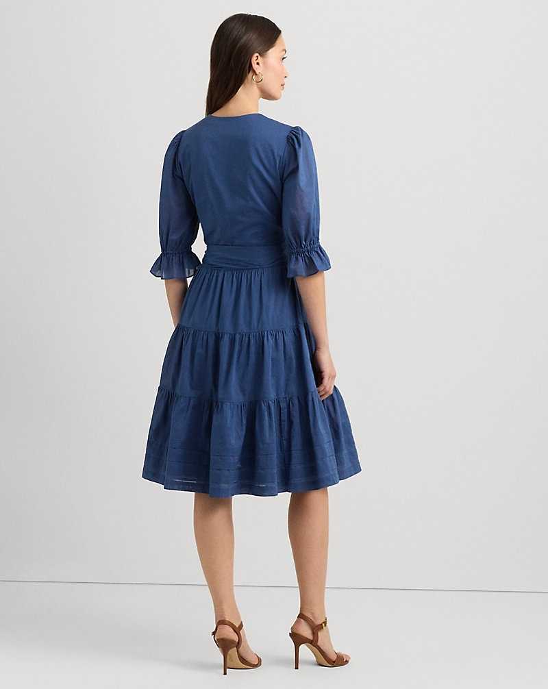 Vestido Ralph Lauren Tie-Front Cotton Voile Surplice Mujer Azules | YPKWMTU-02 - vista 4