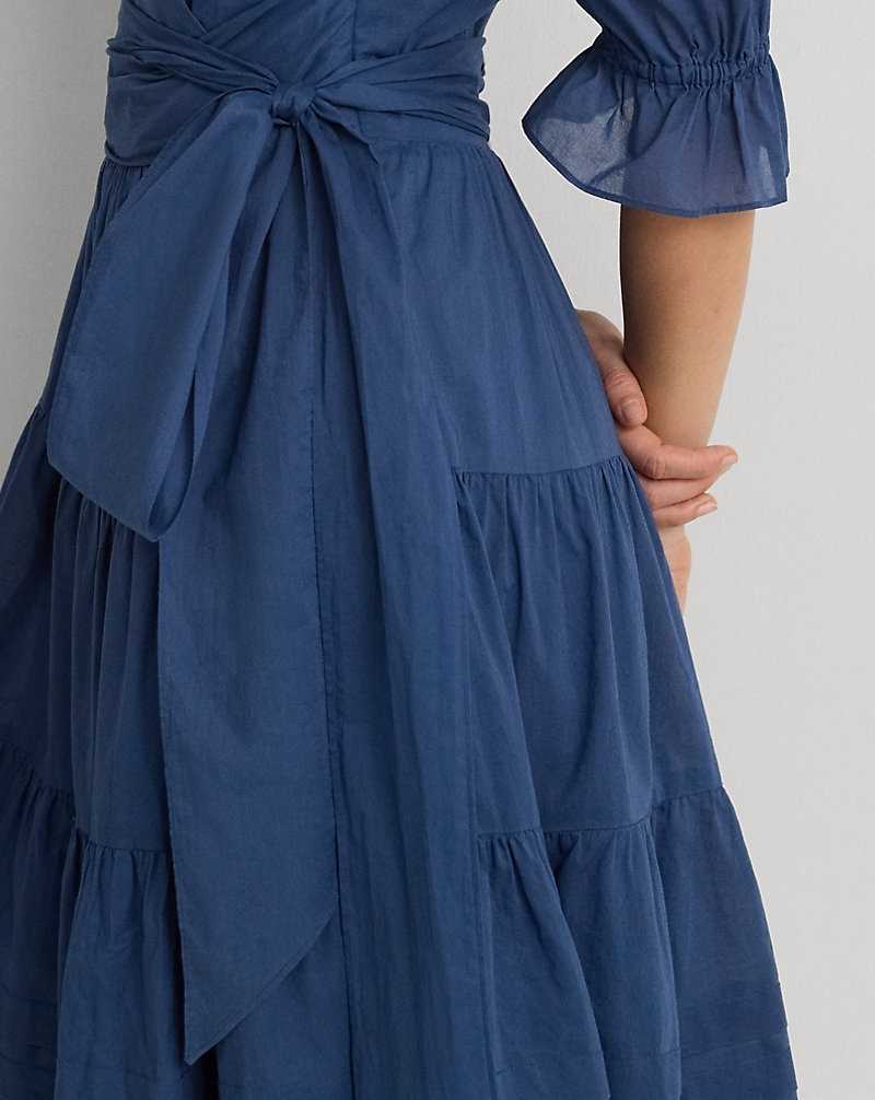 Vestido Ralph Lauren Tie-Front Cotton Voile Surplice Mujer Azules | YPKWMTU-02 - vista 5