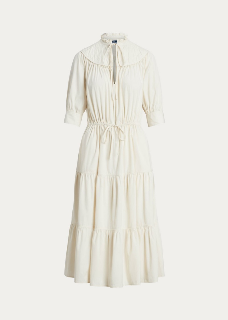 Vestido Tiered Algodon Mujer Creme | AHZF02936 - vista 2