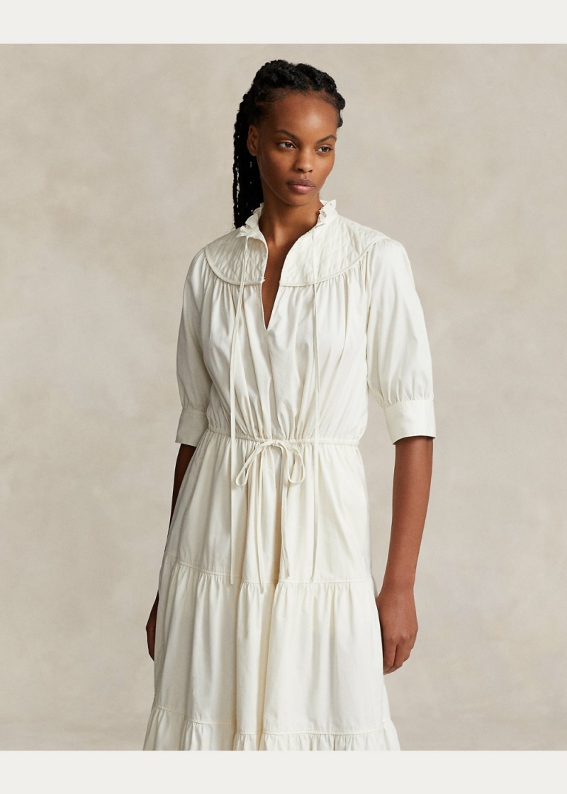 Vestido Tiered Algodon Mujer Creme | AHZF02936 - vista 3
