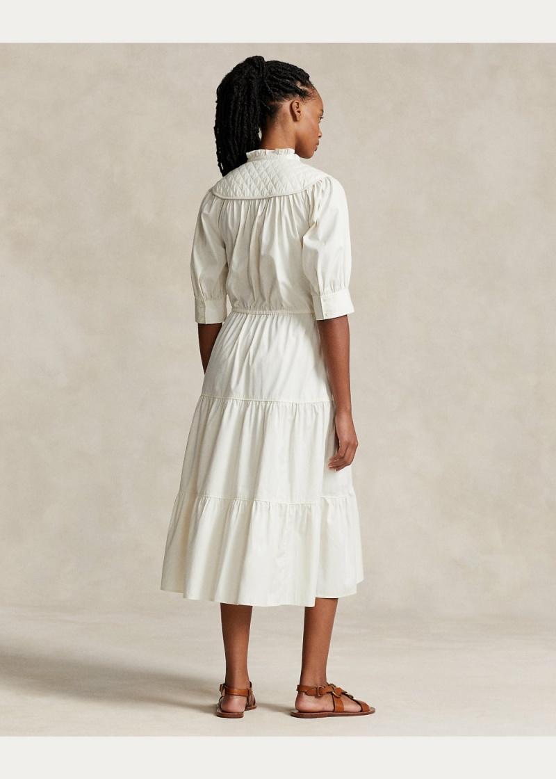 Vestido Tiered Algodon Mujer Creme | AHZF02936 - vista 4