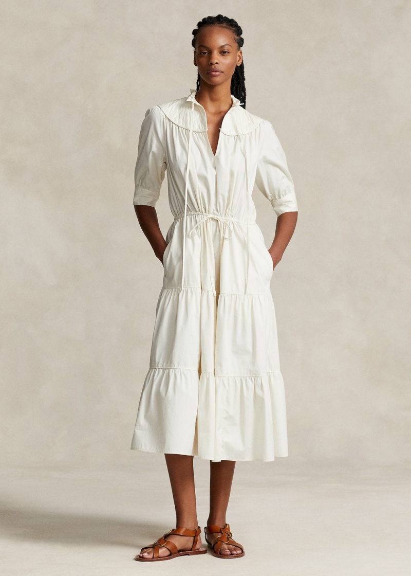 Vestido Tiered Algodon Mujer Creme | AHZF02936 - vista 1