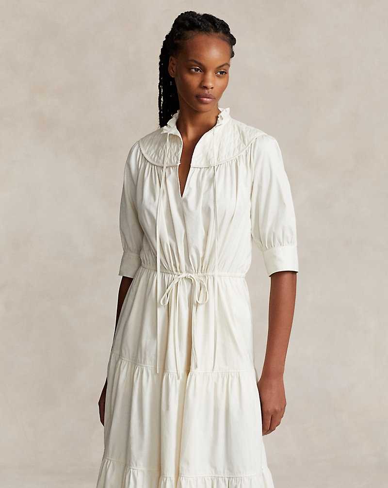 Vestido Ralph Lauren Tiered Cotton Mujer Creme | CFTYNLH-52 - vista 3