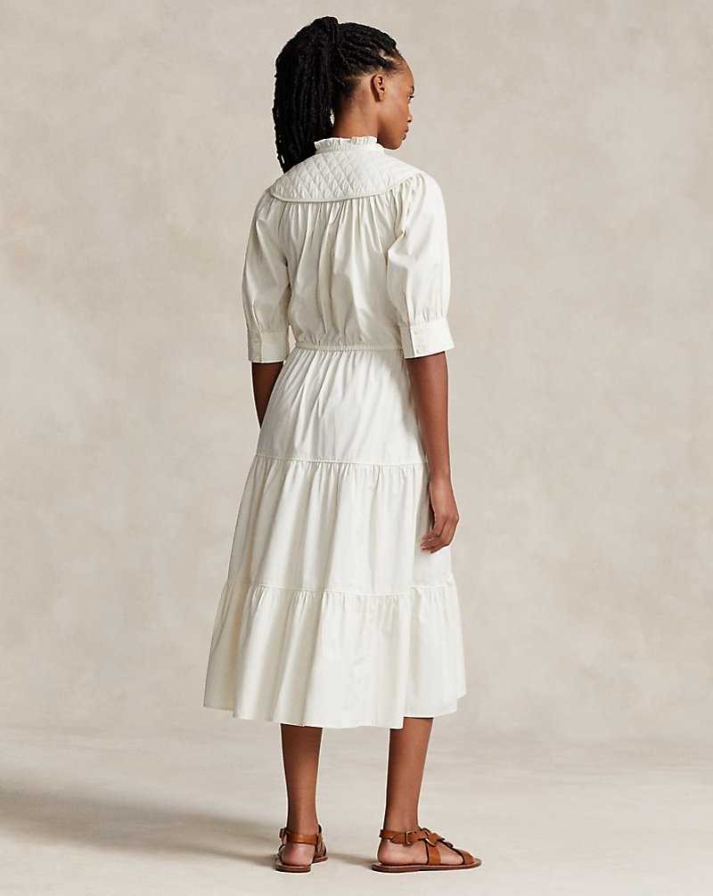 Vestido Ralph Lauren Tiered Cotton Mujer Creme | CFTYNLH-52 - vista 4