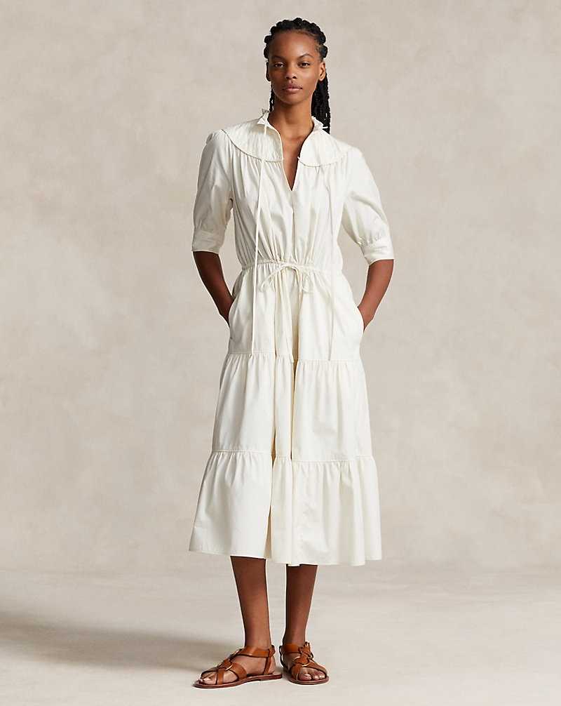 Vestido Ralph Lauren Tiered Cotton Mujer Creme | CFTYNLH-52 - vista 1