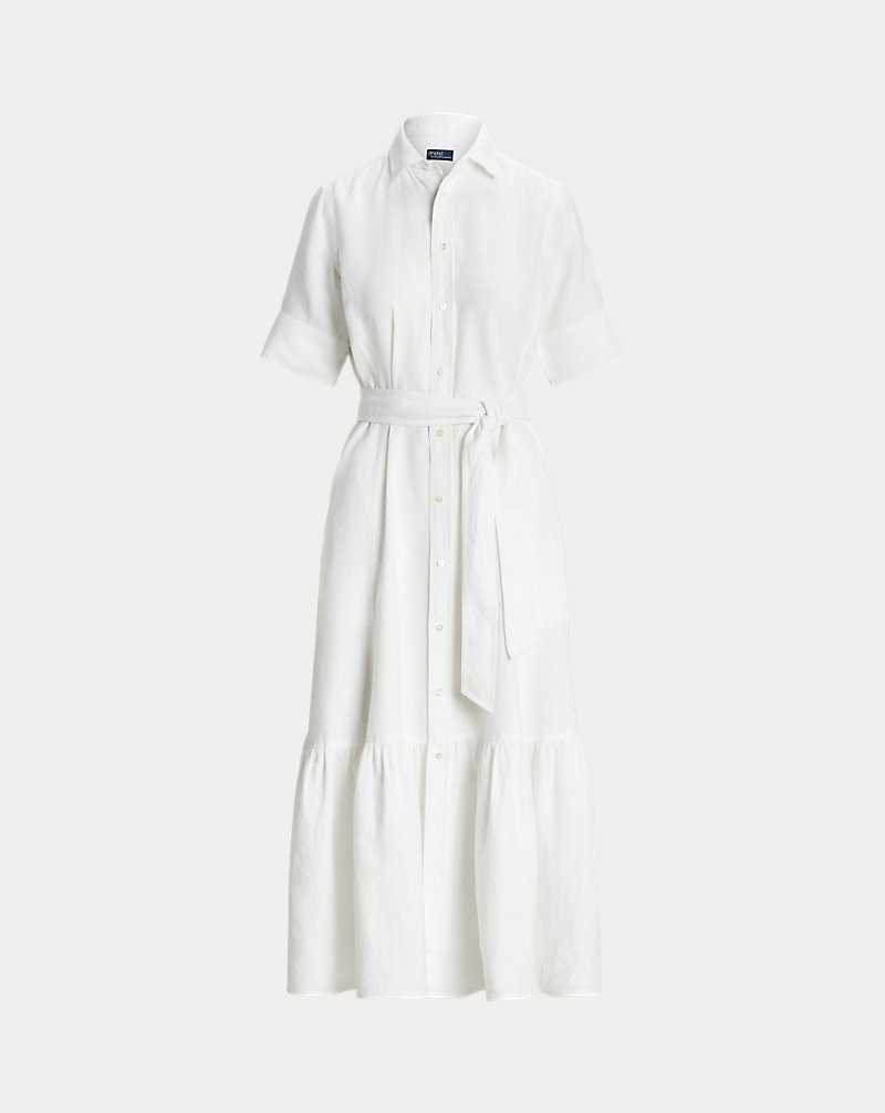 Vestido Ralph Lauren Tiered Linendress Mujer Blancos | VYSGCEI-46 - vista 2
