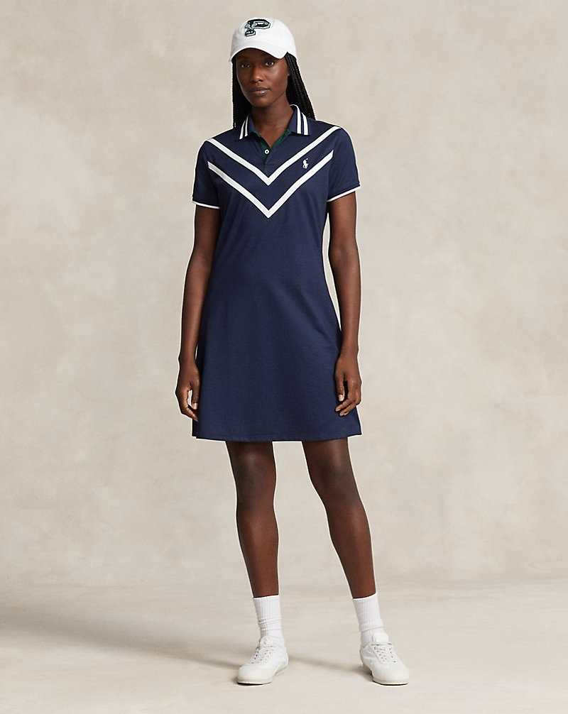 Vestido Ralph Lauren Wimbledon Chevron Performance Mujer Refined Navy/ceramic Whit | TYXJNPE-72 - vista 3