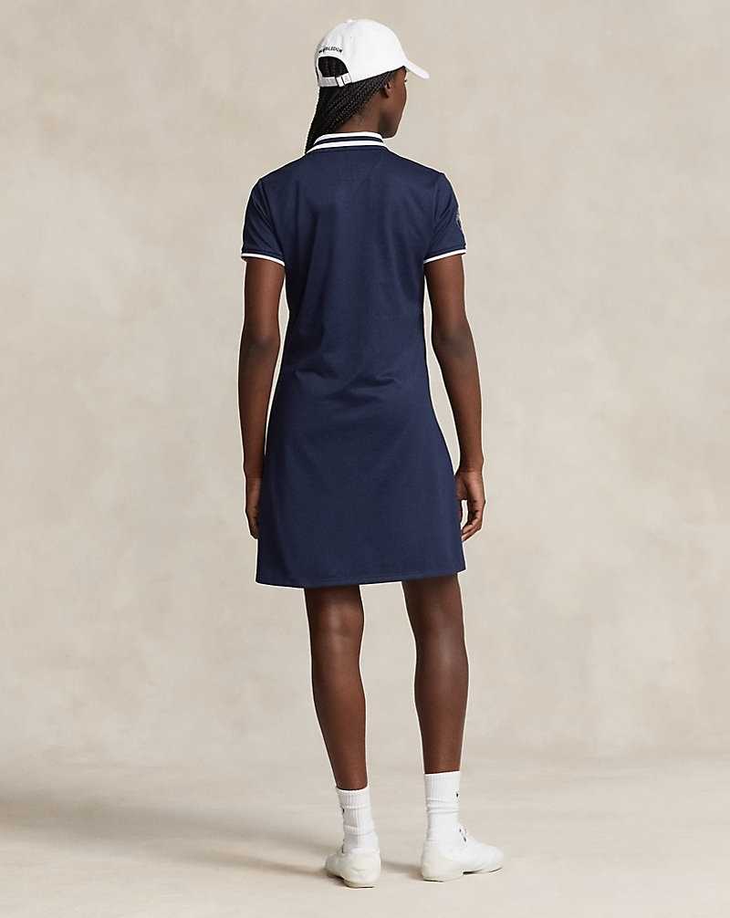 Vestido Ralph Lauren Wimbledon Chevron Performance Mujer Refined Navy/ceramic Whit | TYXJNPE-72 - vista 4