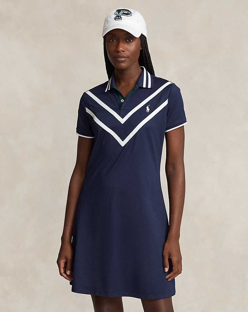 Vestido Ralph Lauren Wimbledon Chevron Performance Mujer Refined Navy/ceramic Whit | TYXJNPE-72 - vista 1