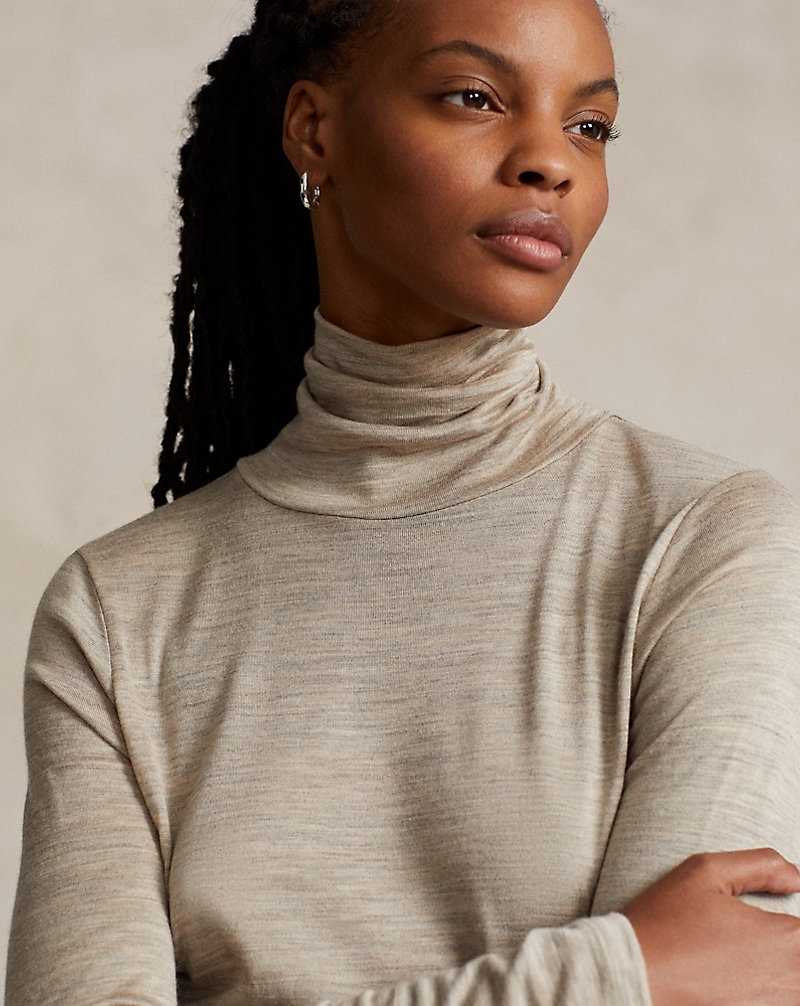 Vestido Ralph Lauren Wool-Blend Roll Neck Mujer Beige | JXFODUE-35 - vista 5