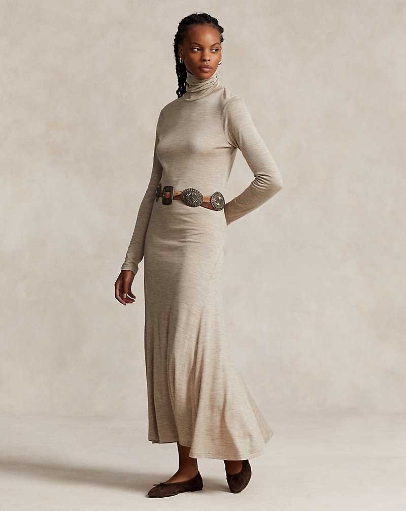 Vestido Ralph Lauren Wool-Blend Roll Neck Mujer Beige | JXFODUE-35 - vista 1