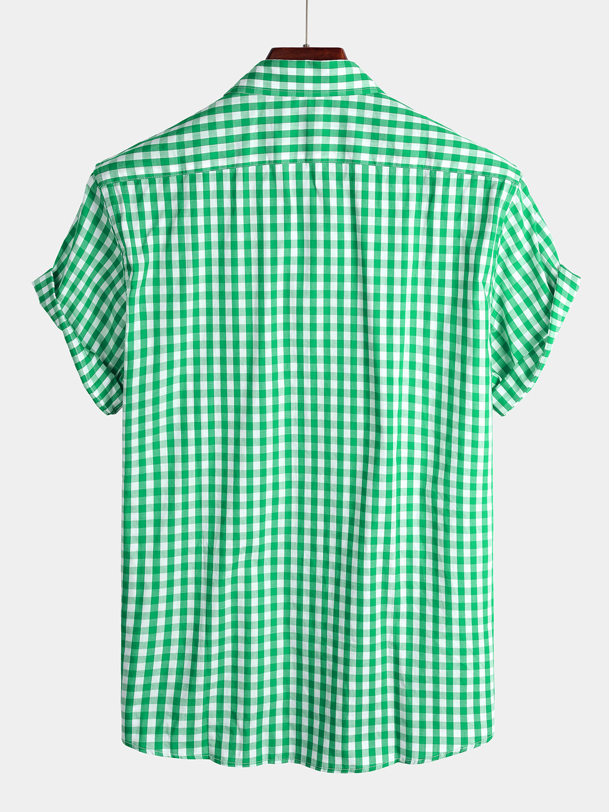 Casual de color sólido a cuadros de algodón Pockecamiseta para hombre