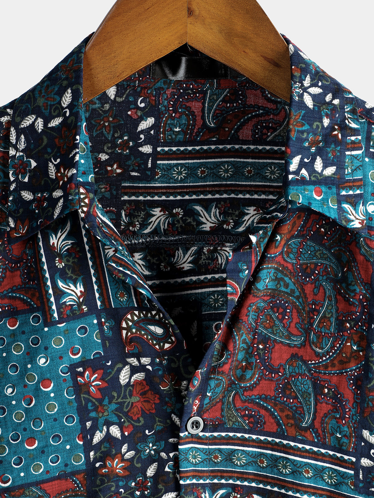 Camisa vintage de algodón casual de manga corta para hombre