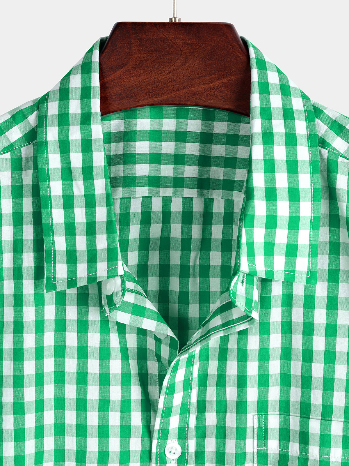 Casual de color sólido a cuadros de algodón Pockecamiseta para hombre