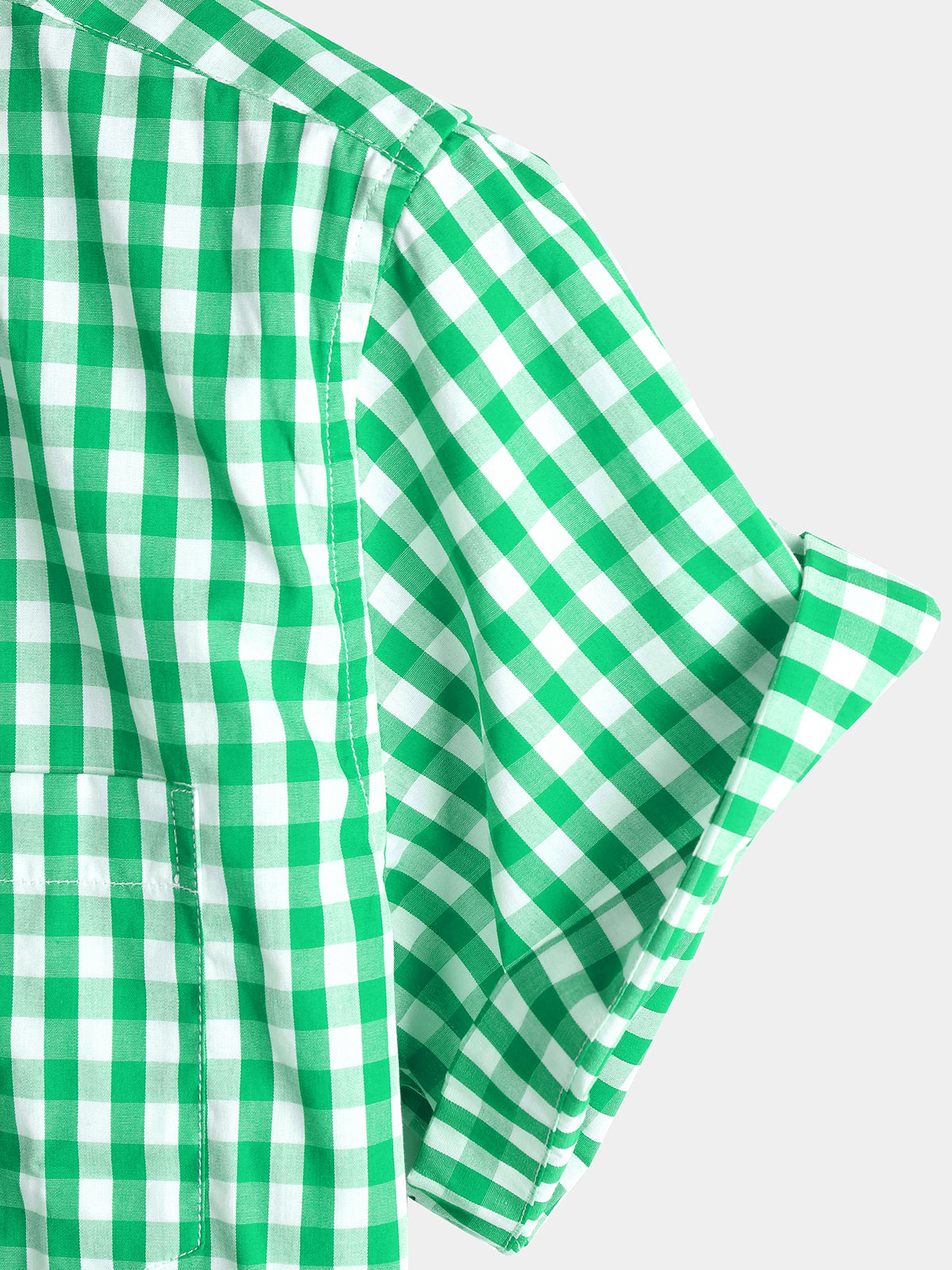 Casual de color sólido a cuadros de algodón Pockecamiseta para hombre