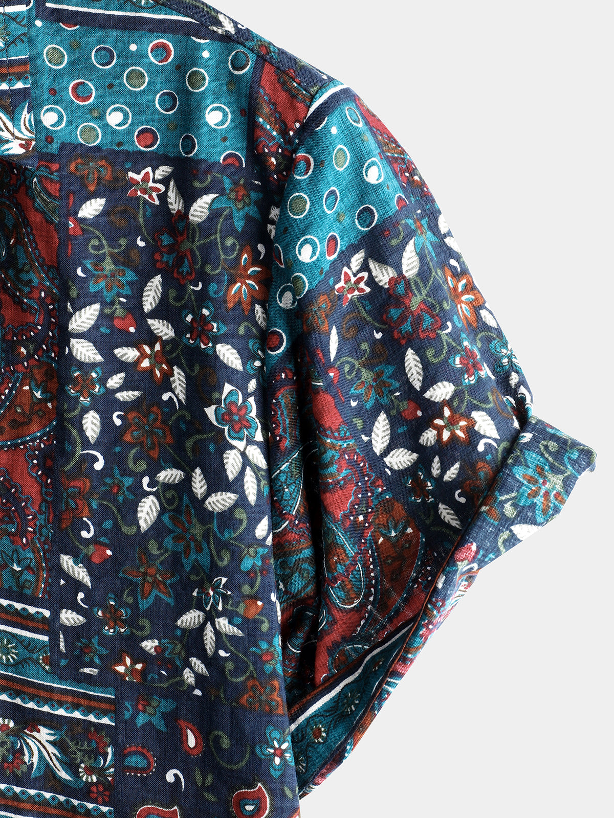 Camisa vintage de algodón casual de manga corta para hombre
