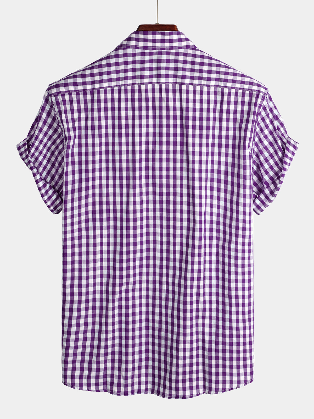 Casual de color sólido a cuadros de algodón Pockecamiseta para hombre