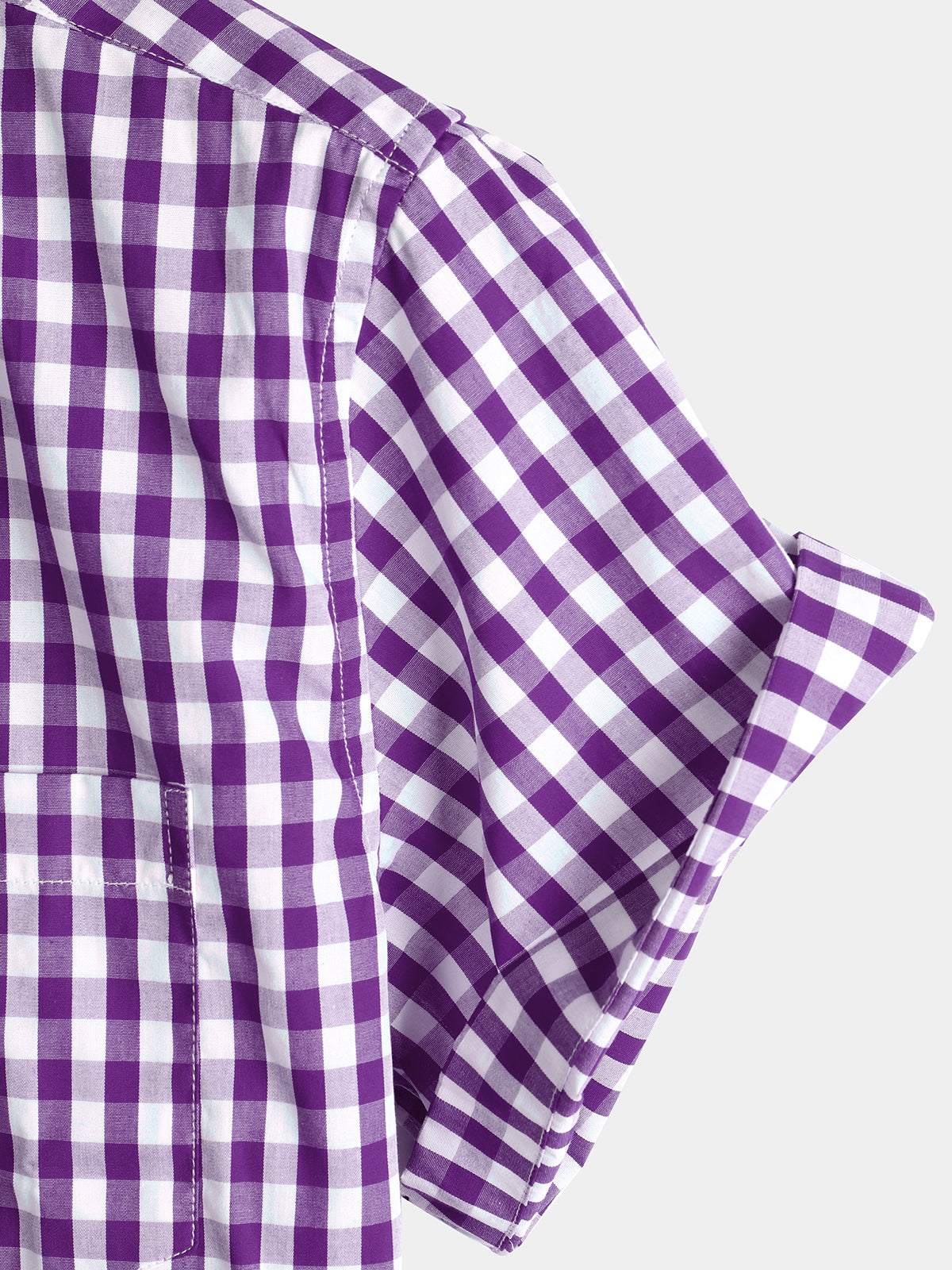 Casual de color sólido a cuadros de algodón Pockecamiseta para hombre