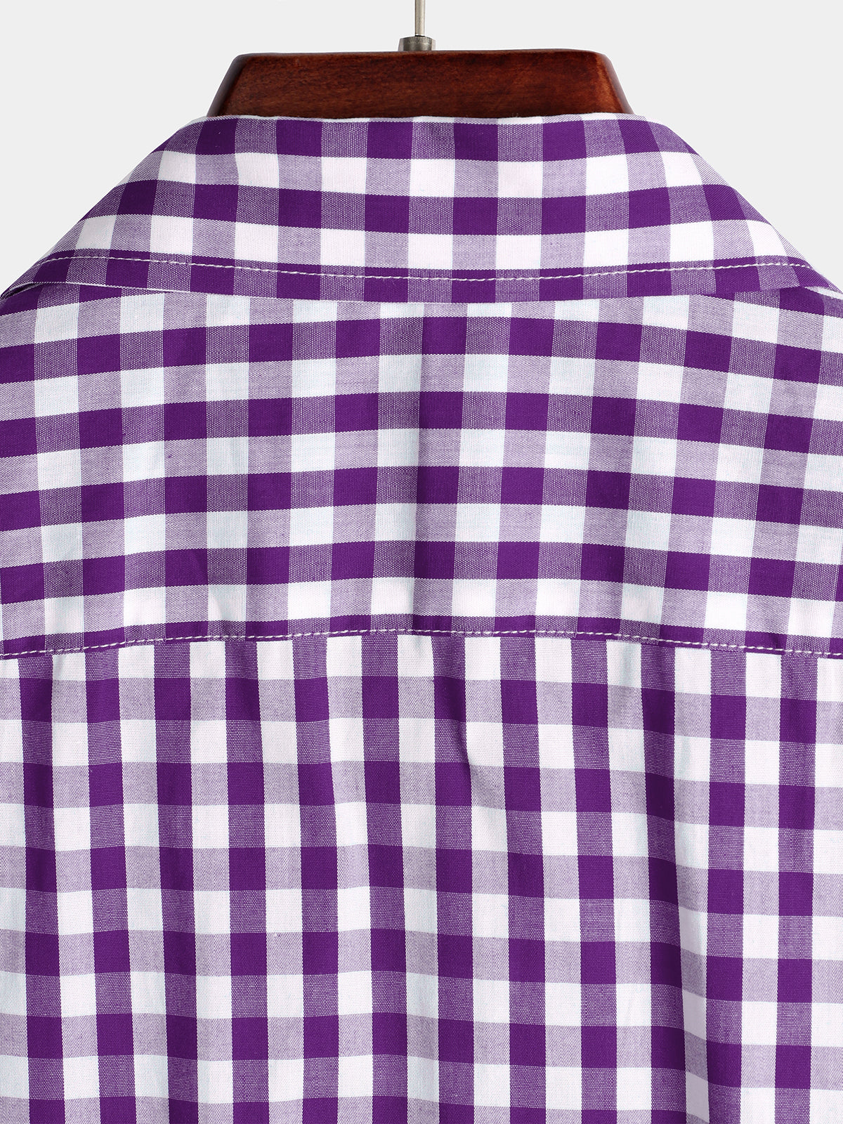 Casual de color sólido a cuadros de algodón Pockecamiseta para hombre