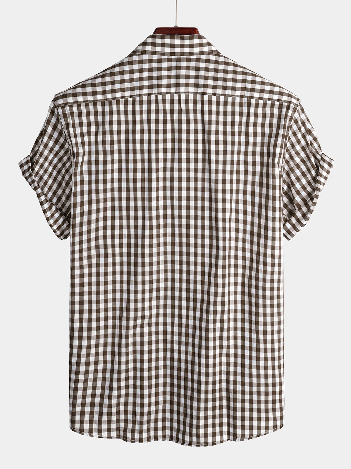 Casual de color sólido a cuadros de algodón Pockecamiseta para hombre
