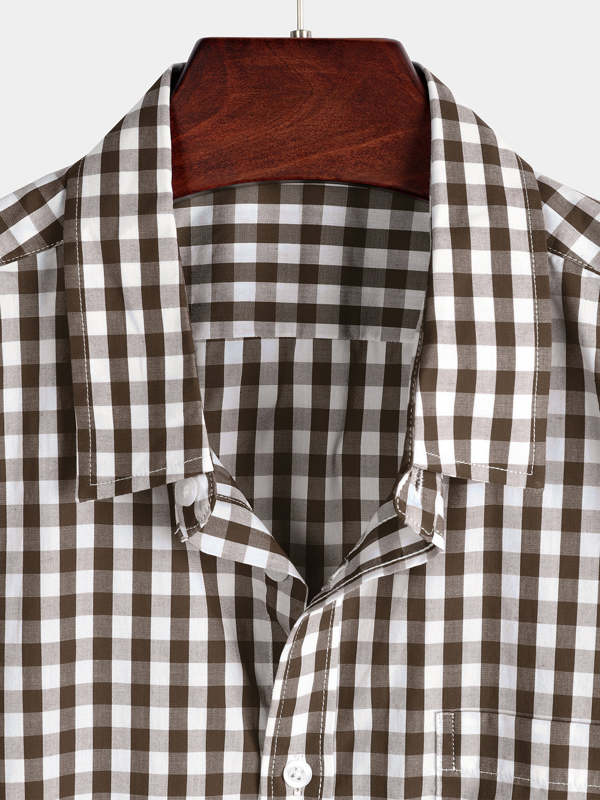 Casual de color sólido a cuadros de algodón Pockecamiseta para hombre